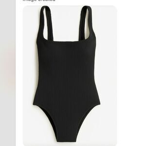 NEW J. Crew plus size 22 or 3X Ribbed Square neck one piece black